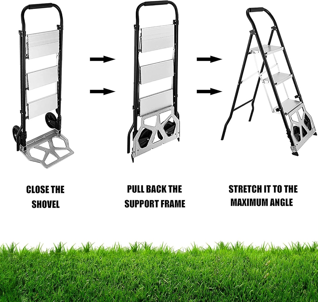 Ladder cart 2-in-1-portable Folding cart 3-step /عربة سلم 2 في 1 محمولة قابلة للطي بثلاث خطوات