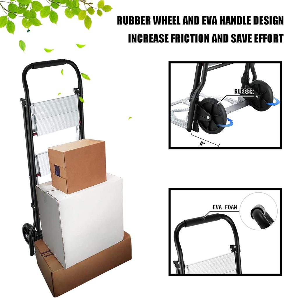 Ladder cart 2-in-1-portable Folding cart 3-step /عربة سلم 2 في 1 محمولة قابلة للطي بثلاث خطوات