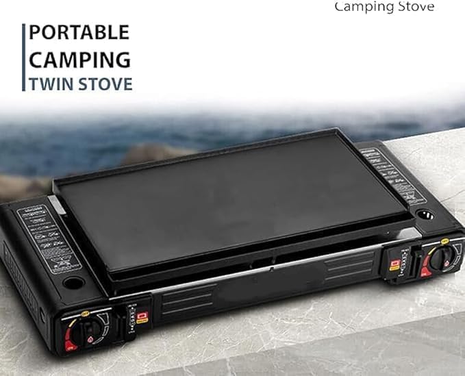 Portable Gas Burner Stove with Diecast Grill Plate /موقد غاز محمول مع صفيحة شواء مصبوبة