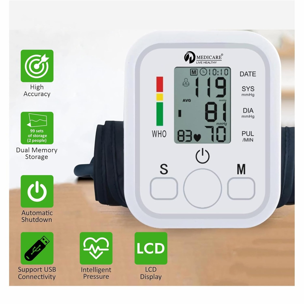 Digital Blood Pressure Monitor with Talking Function, Large LCD Display/جهاز قياس ضغط الدم الرقمي مزود بوظيفة التحدث، وشاشة LCD كبيرة