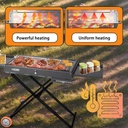 Outdoor BBQ Charcoal Grill with Side Table, Foldable with Wheels 76x37x78cm/شواية فحم خارجية مع طاولة جانبية، قابلة للطي بعجلات