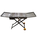 Outdoor BBQ Charcoal Grill with Side Table, Foldable with Wheels 76x37x78cm/شواية فحم خارجية مع طاولة جانبية، قابلة للطي بعجلات