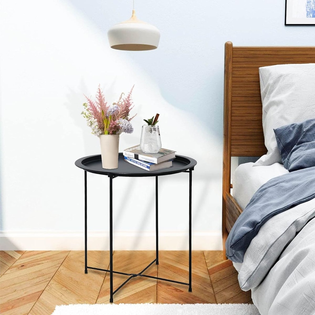 Round Folding Side Table/طاولة جانبية مستديرة قابلة للطي