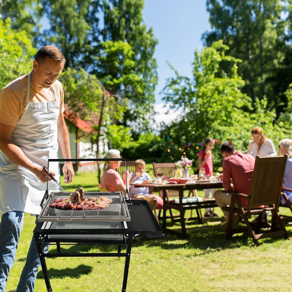 360° Rotating BBQ Stand-up with Wheels/حامل شواء دوار 360 درجة مزود بعجلات