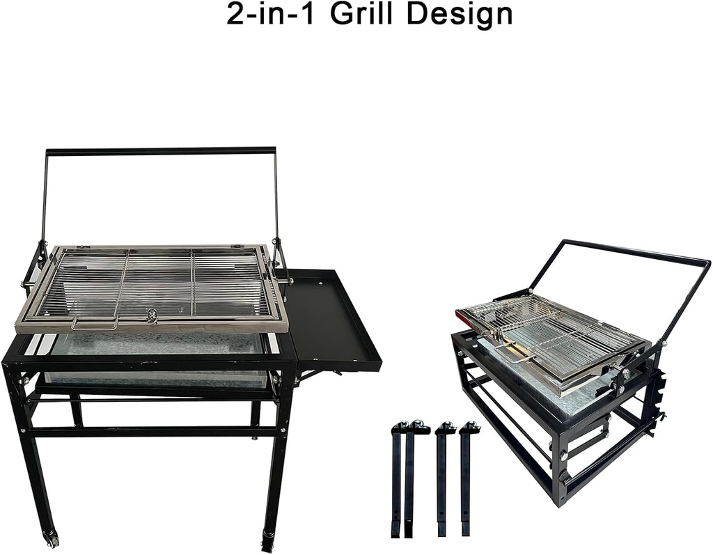 360° Rotating BBQ Stand-up with Wheels/حامل شواء دوار 360 درجة مزود بعجلات