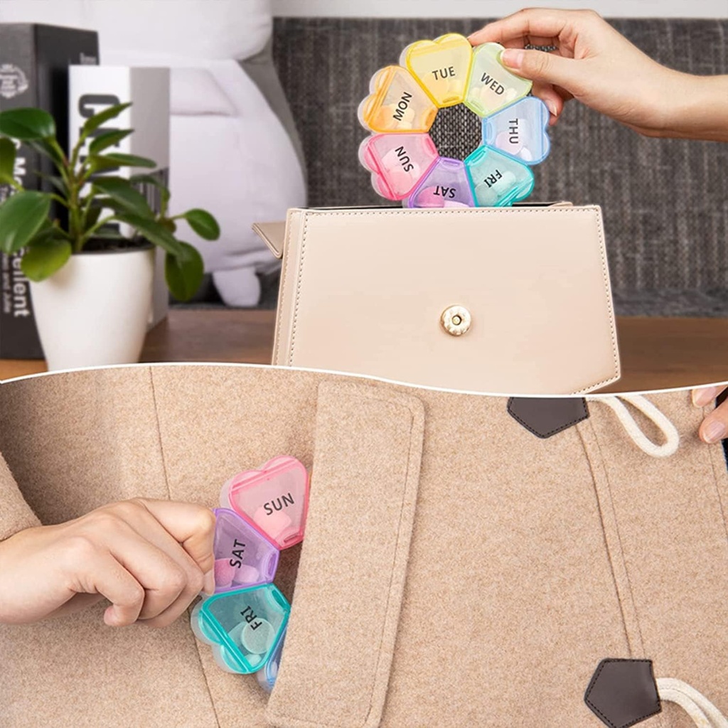 Round Weekly Pill Case Medicine/علبة حبوب أسبوعية مستديرة