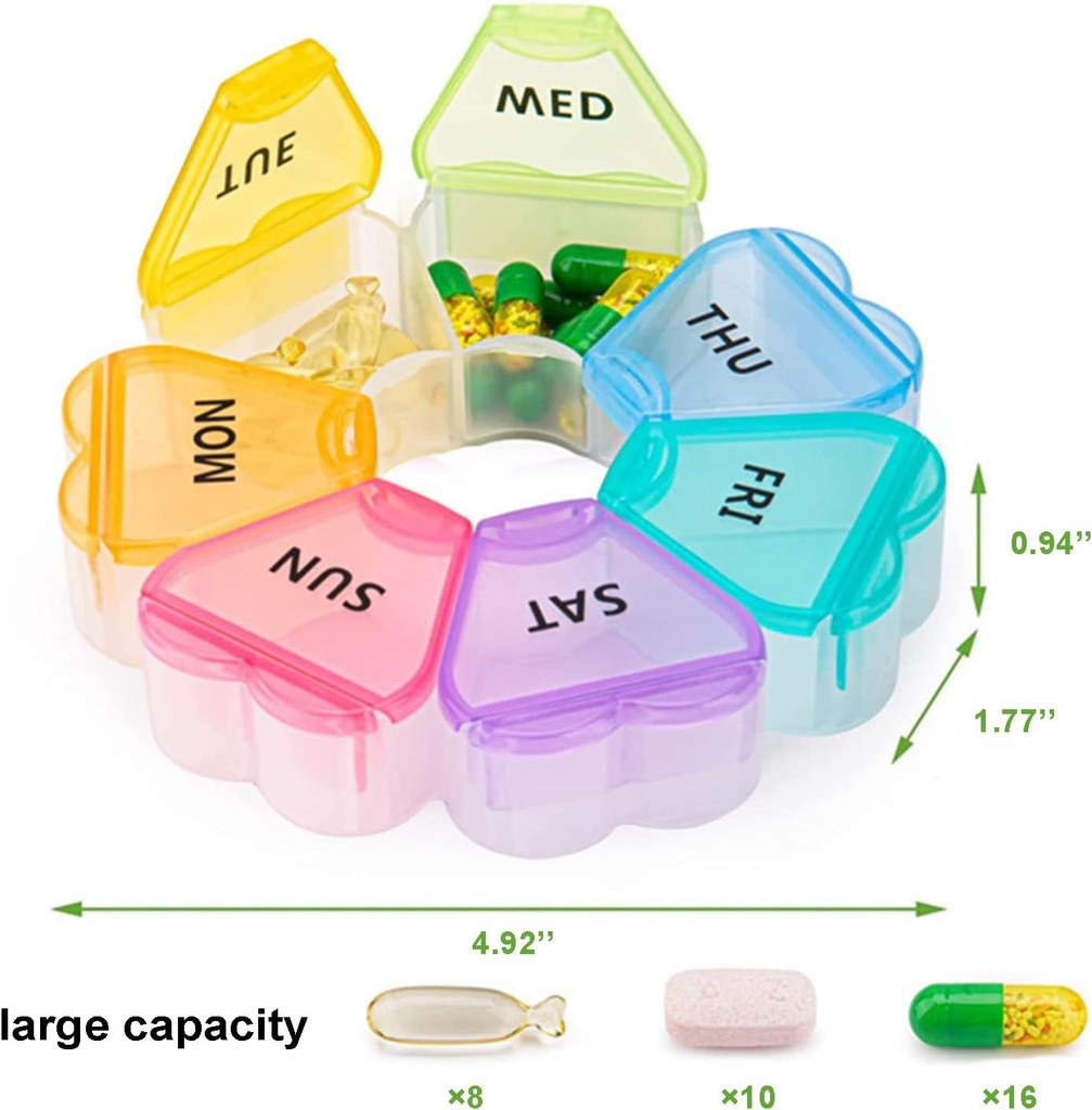 Round Weekly Pill Case Medicine/علبة حبوب أسبوعية مستديرة