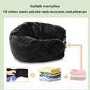 Comfy travel neck pillow with hood\وسادة سفر على شكل حرف U مع غطاء للرقبة
