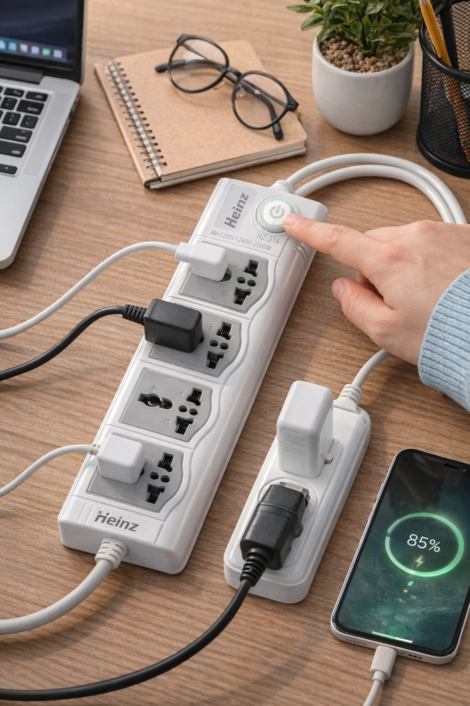 HEINZ POWER SOCKET 4 Outlets 3M/ مقبس طاقة من هنز اربعة منافذ بطول 3 امتار