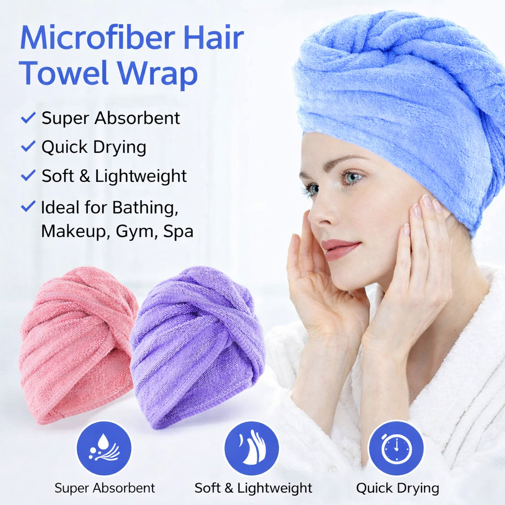 QUICK DRY HAIR TOWEL CAP 1 PC /قبعة منشفة سريعة الجفاف للشعر