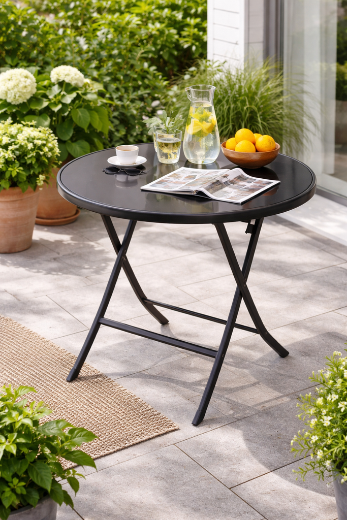  60cm Foldable Glass Round Table/طاولة زجاجية مستديرة قابلة للطي 60 سم