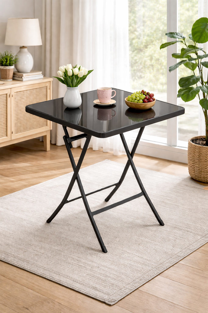  60cm Foldable Glass Square Table/طاولة زجاجية مربعية قابلة للطي 60 سم