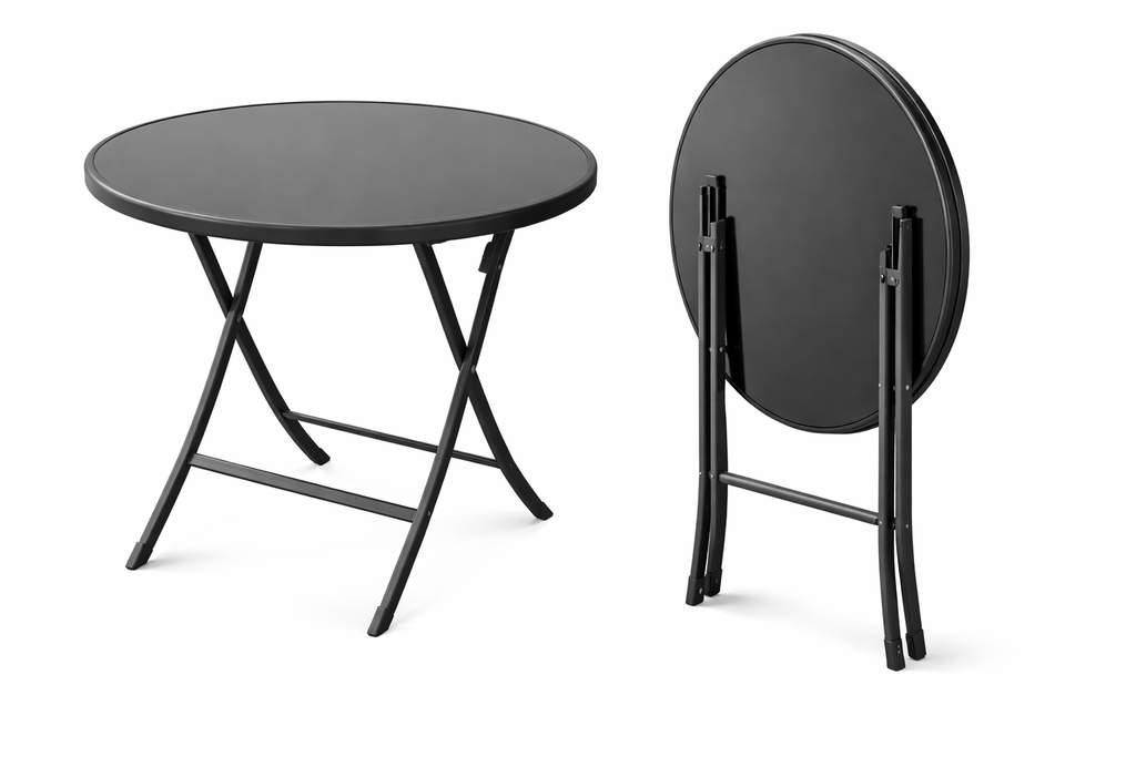  80cm Foldable Glass Round Table/طاولة زجاجية مستديرة قابلة للطي 80 سم