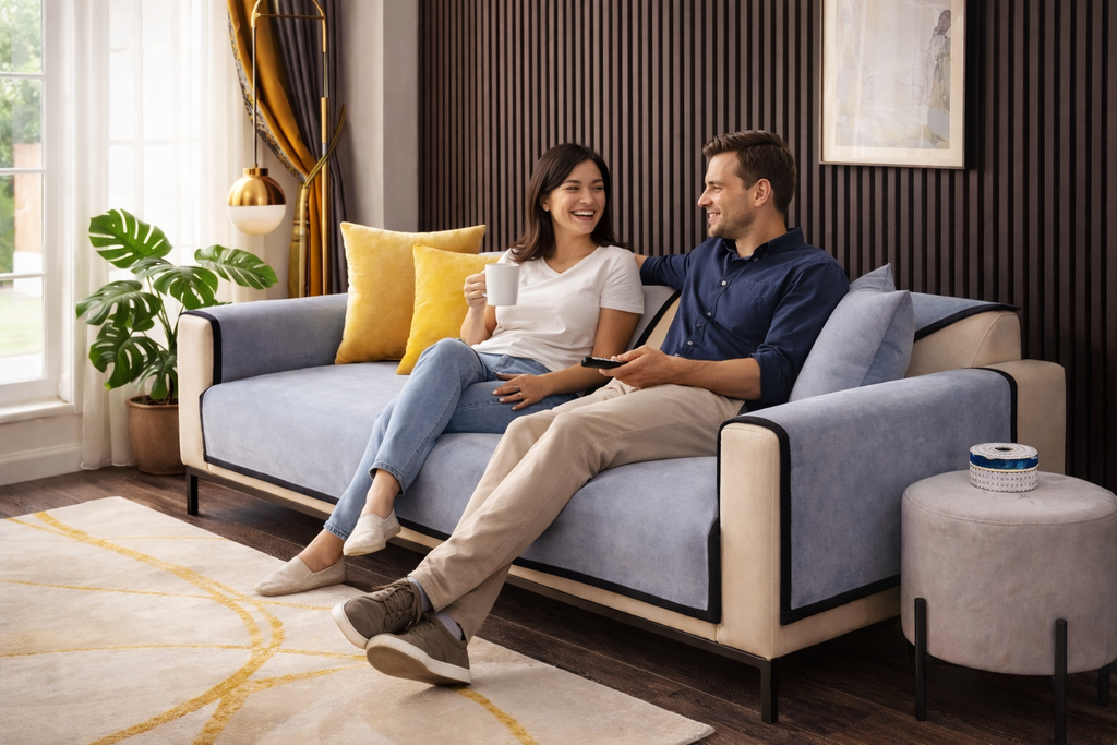 Non-slip Couch Cover Mat L SIZE 90*180 BLUE COLOR / غطاء أريكة غير قابل للانزلاق مقاس كبير 90*180 لون أزرق