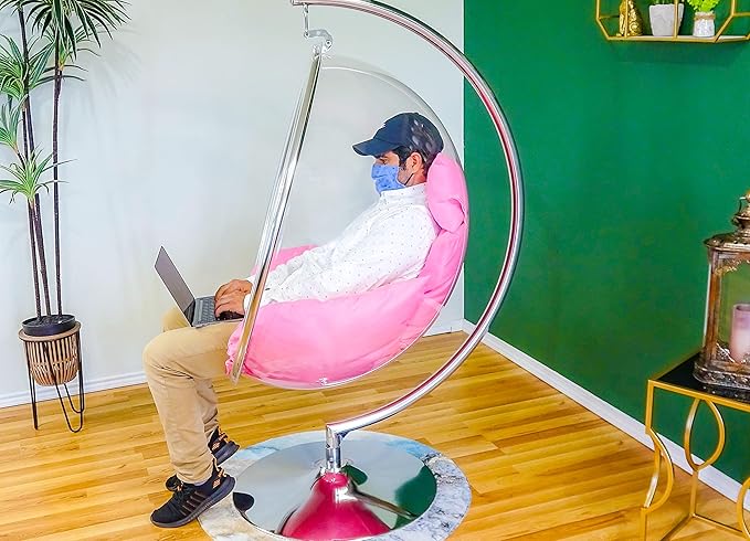 Transparent bubble chair pink / كرسي الفقاعه الشفاف وردي