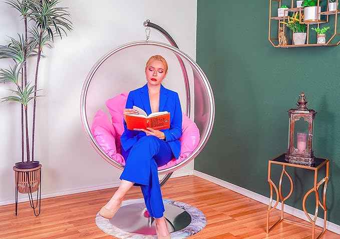 Transparent bubble chair pink / كرسي الفقاعه الشفاف وردي