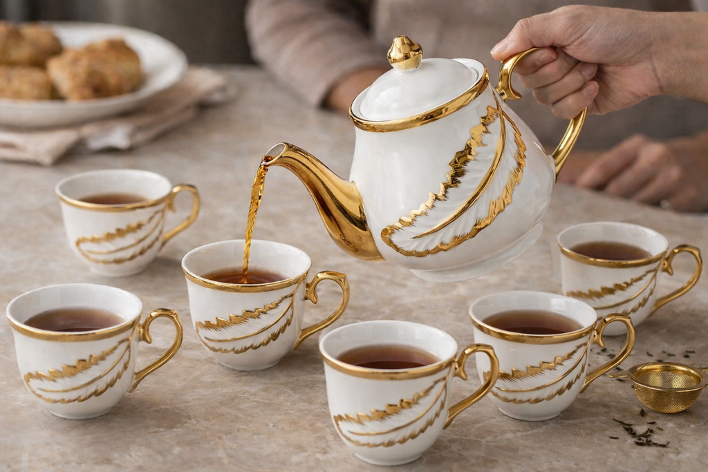 7 PCS TEA POT & CUPS-A /7 قطع من أبريق الشاي والأكواب