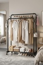 (A&M) Plastic Double clothes hanger with 1 SHELF 120x41x145cm/ (A&M) علاقة ملابس بلاستيكية المزدوجة