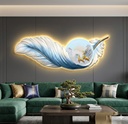 120CM DECORATIVE PAINTING WITH LIGHT FEATHERS/لوحة الريش 120 سم مع اضاءة LED