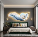 120CM DECORATIVE PAINTING WITH LIGHT FEATHERS/لوحة الريش 120 سم مع اضاءة LED