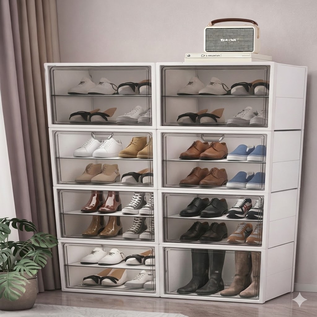 15 LAYERS PLASTIC SHOE CABINET/خزانة أحذية بلاستيكية مكونة من 15 طبقة