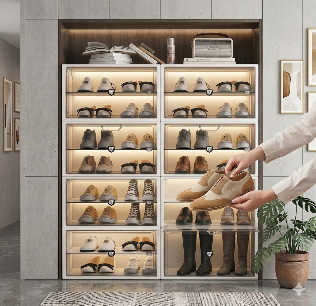 15 LAYERS PLASTIC SHOE CABINET/خزانة أحذية بلاستيكية مكونة من 15 طبقة