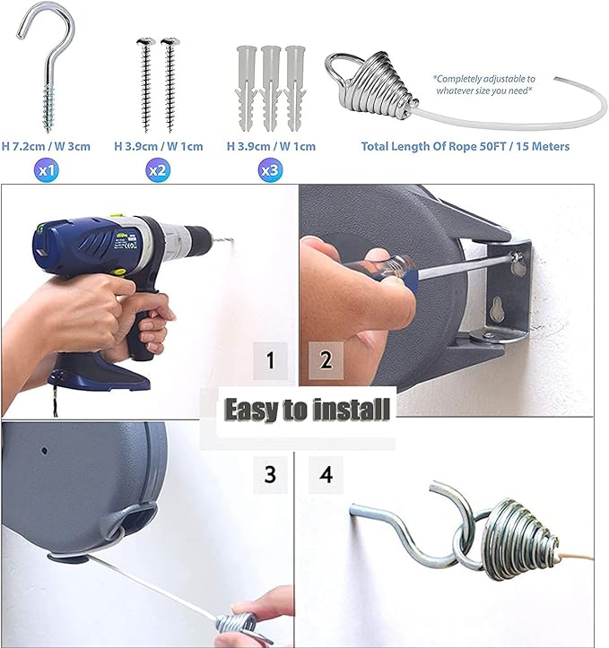 15M outdoor retractable clothesline  / حبل غسيل خارجي قابل للسحب بطول 15 مترًا