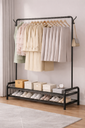 (A&M) Plastic Single clothes hanger with 2 Shelves 170x110x30cm/علاقة ملابس مع رفين