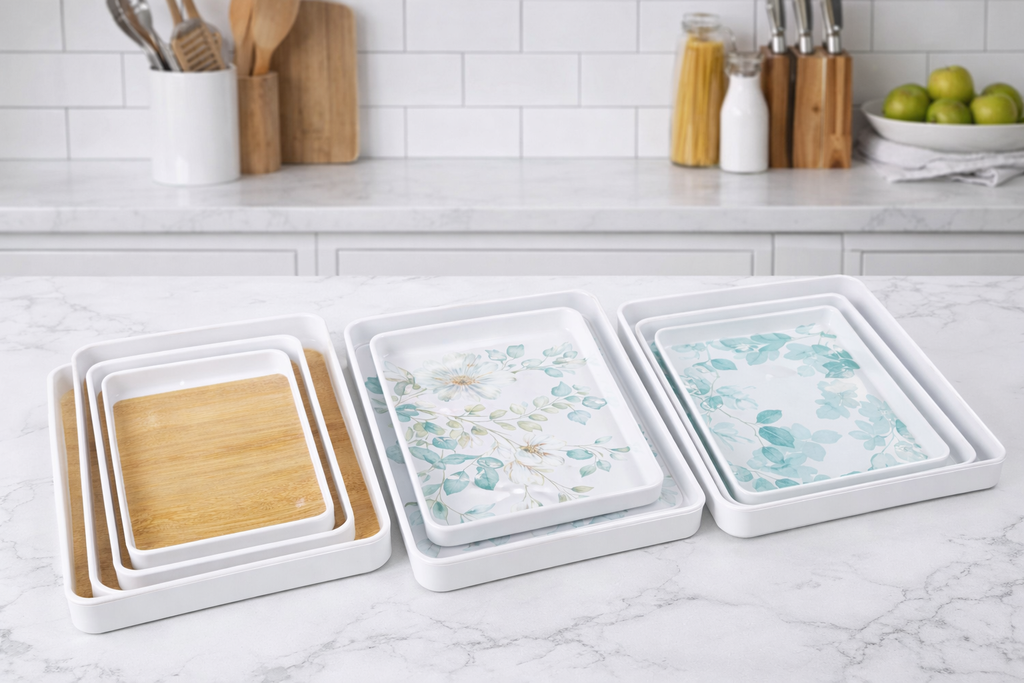 3 rectangular serving trays/3 صواني تقديم مستطيلة