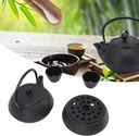 Cast iron teapot set (1.5L teapot, 4 cups, 1 teapot mat, 1 round stove) Black /طقم إبريق شاي من الحديد الزهر (إبريق سعة 1.5 لتر، 4 أكواب، حصيرة إبريق شاي، موقد دائري) أسود