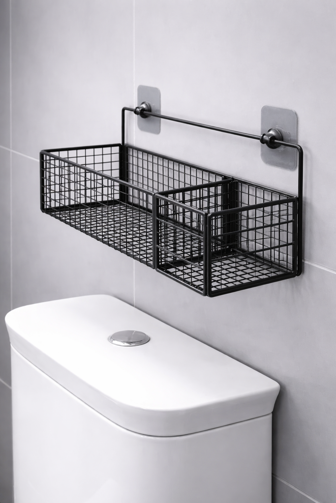 Metal Mesh Over The Toilet Storage Rack/شبكة معدنية فوق رف تخزين المرحاض
