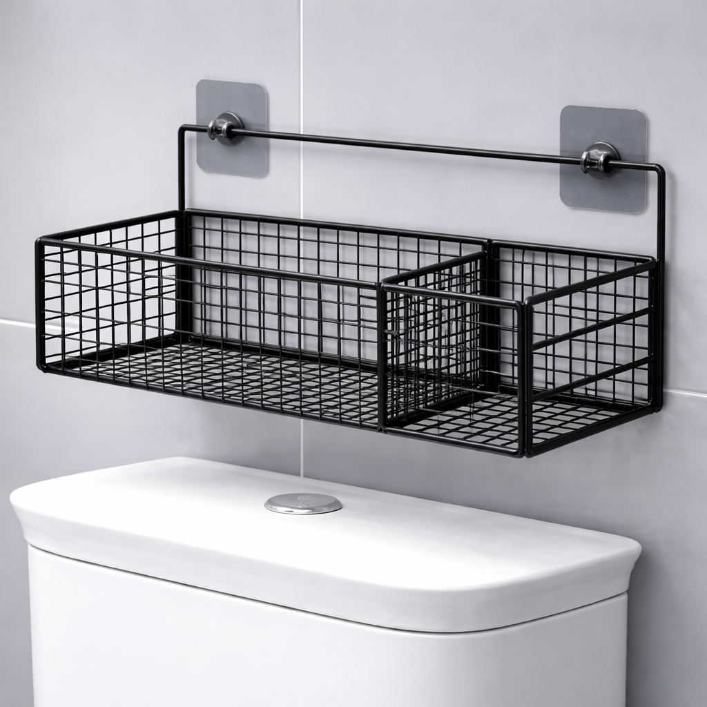 Metal Mesh Over The Toilet Storage Rack/شبكة معدنية فوق رف تخزين المرحاض