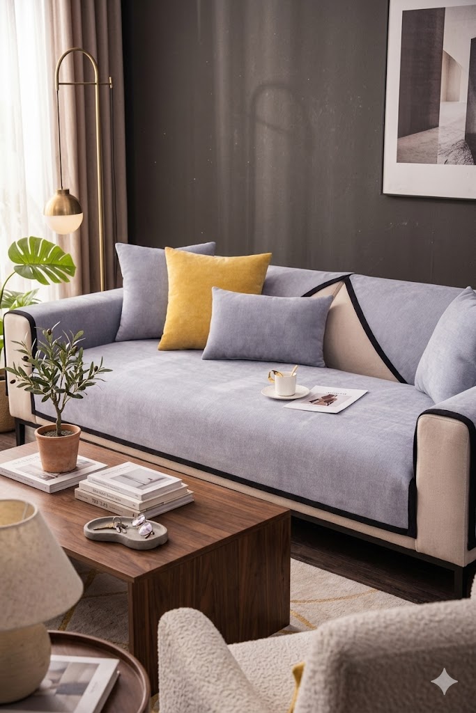 Non-slip Couch Cover Mat M SIZE 90*70 BLUE COLOR /غطاء أريكة غير قابل للانزلاق مقاس متوسط ​​90*70 لون أزرق