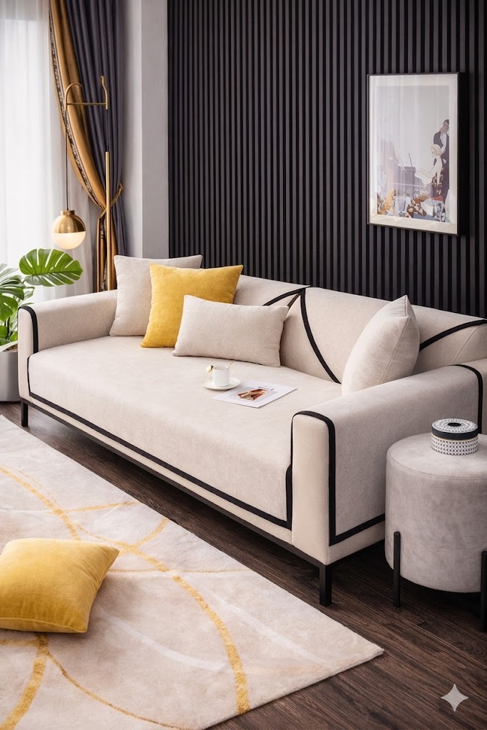 Non-slip Couch Cover Mat M SIZE 90*70 OFF WHITE COLOR / غطاء أريكة مانع للانزلاق، مقاس متوسط، 90*70، لون أبيض عاجي