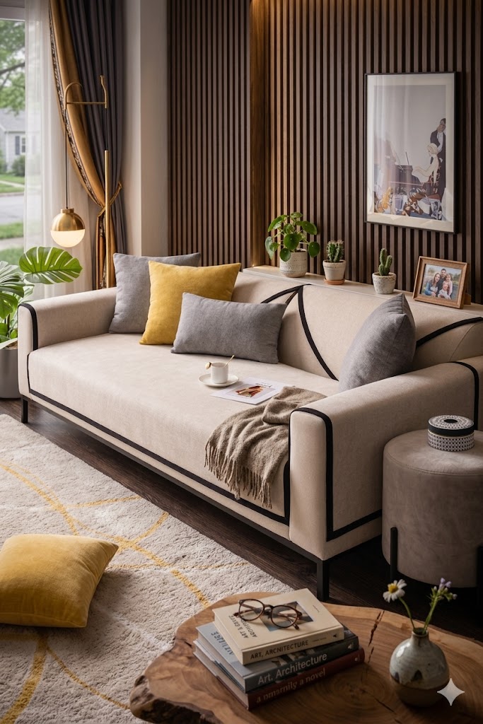 Non-slip Couch Cover Mat S SIZE  70*70 OFF WHITE /غطاء أريكة غير قابل للانزلاق مقاس صغير 70*70 أبيض عاجي