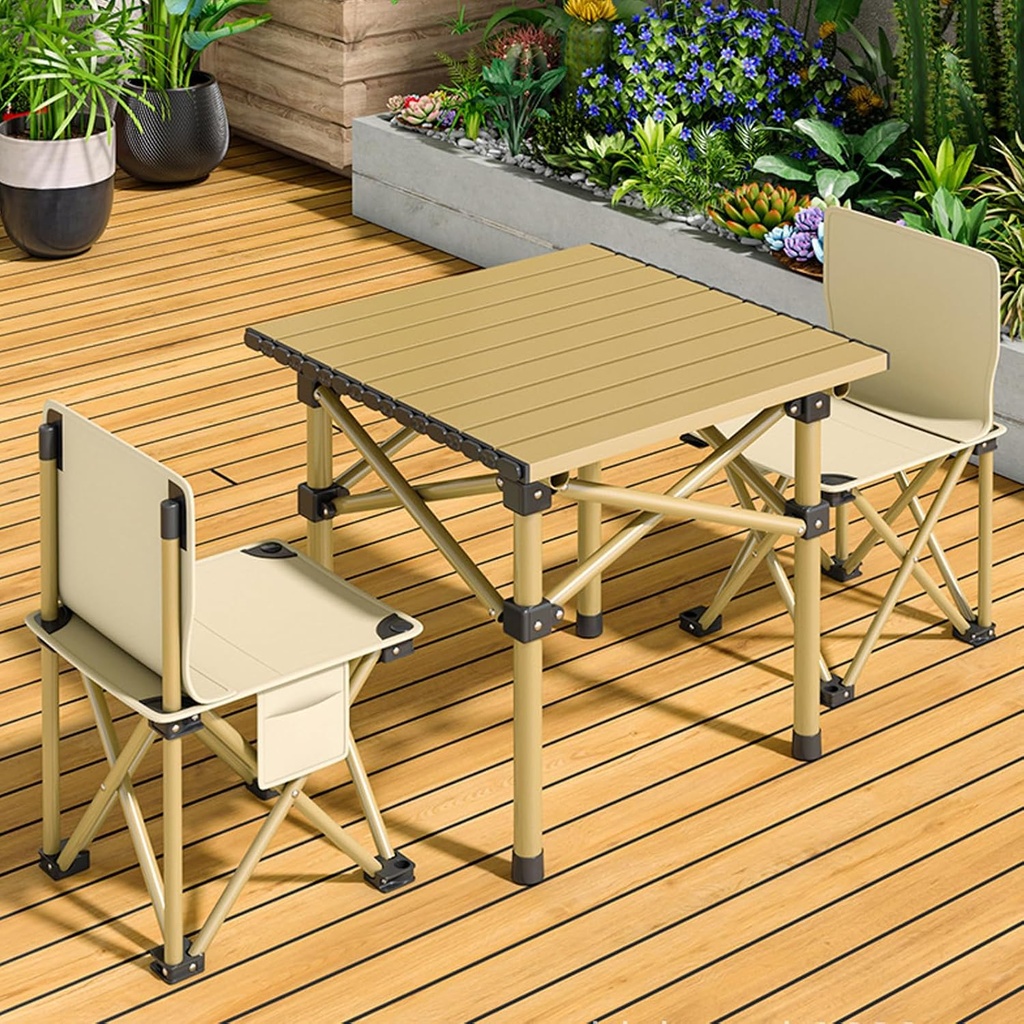 Outdoor Foldable Camping Table With 2 Chairs 53x50x50cm /طاولة تخييم خارجية قابلة للطي مع كرسيين 53x50x50 سم