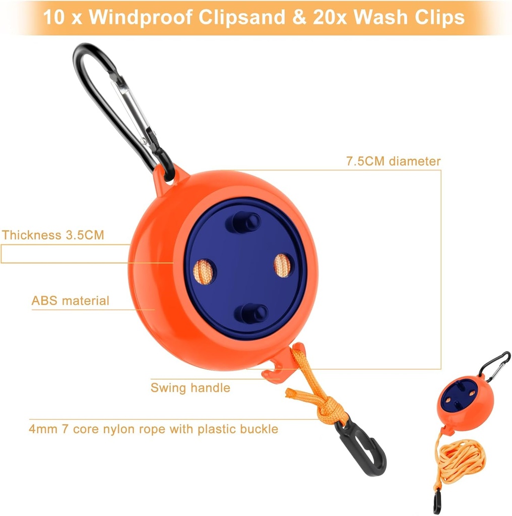 Portable Clothesline 10M/حبل غسيل محمول بطول 10 أمتار