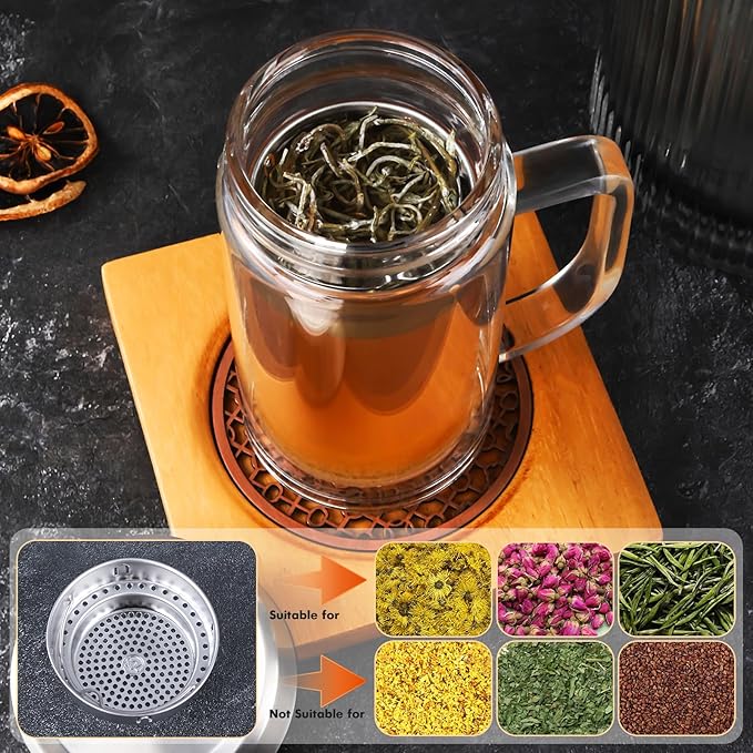 Stainless steel lid office mug / كوب الشاي الزجاجي