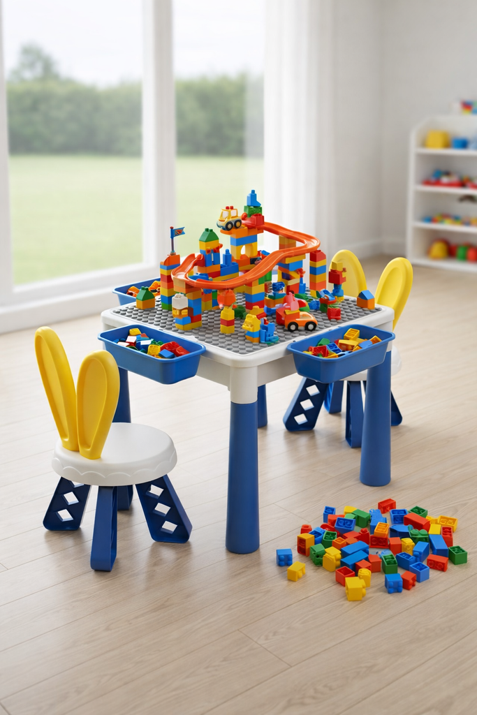 BLOCK PLAY TABLE SET /مجموعة طاولة لعب المكعبات