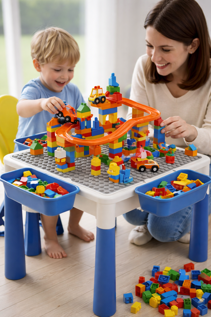 BLOCK PLAY TABLE SET /مجموعة طاولة لعب المكعبات