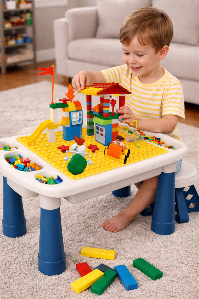 KIDS BLOCK PLAYING TABLE /طاولة لعب مكعبات الاطفال