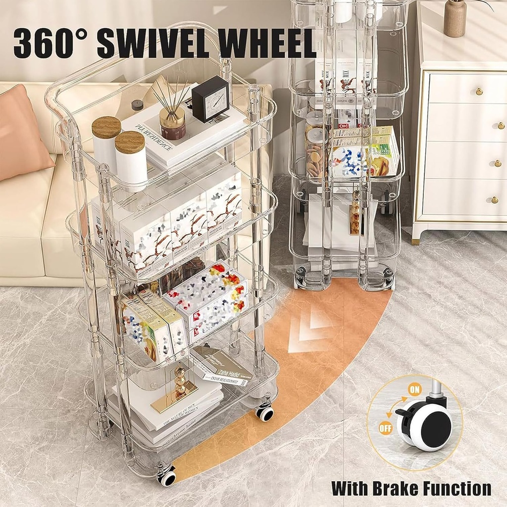 Clear Storage Rack 3-Layers With Wheels/ رف تخزين شفاف 3 رفوف مع عجلات 