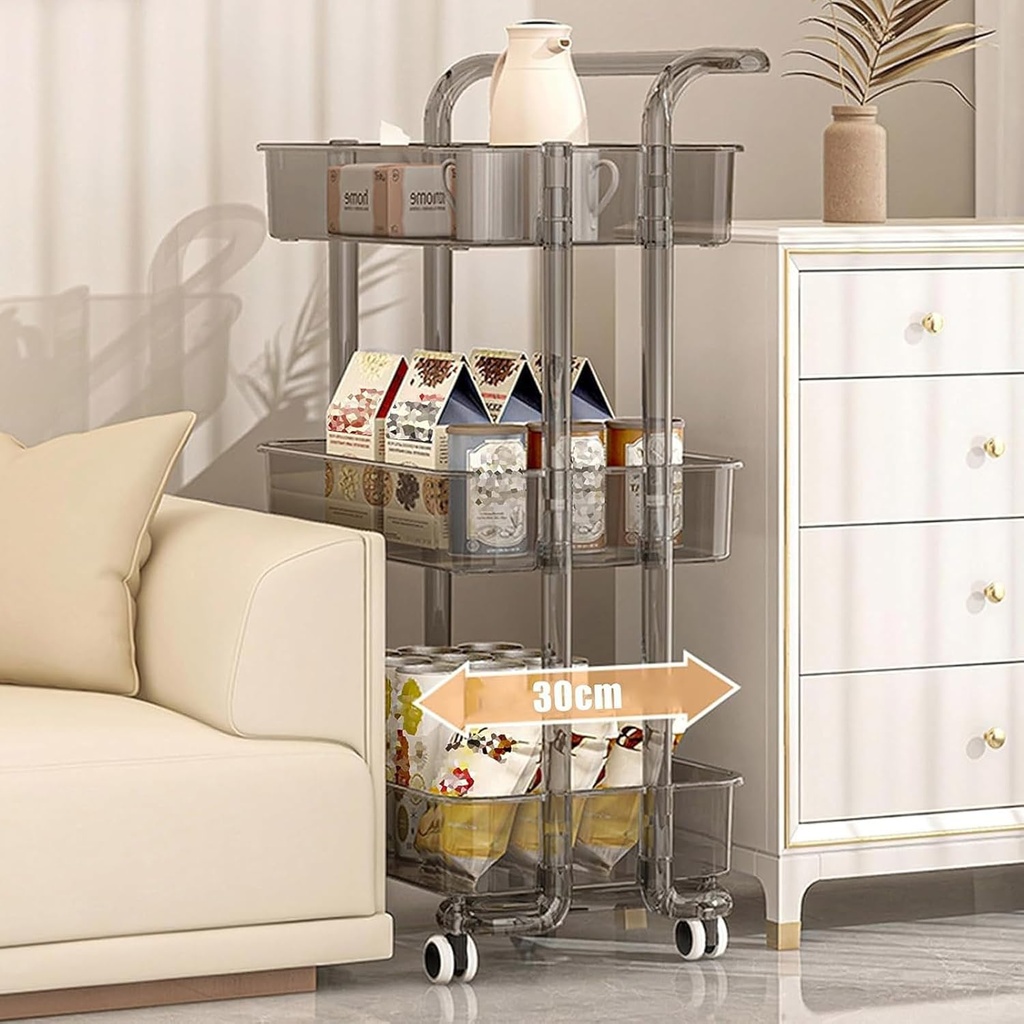 Clear Storage Rack 3-Layers With Wheels/ رف تخزين شفاف 3 رفوف مع عجلات 
