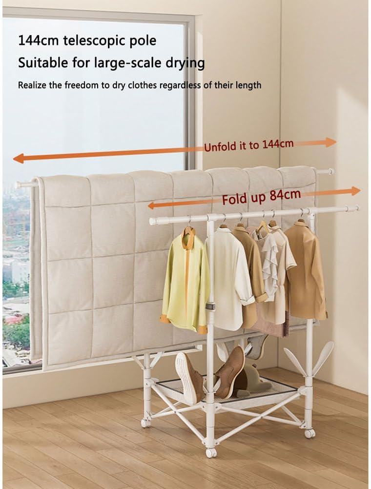 Double Clothing Rail Foldable Laundry Rack /رف تجفيف ملابس مزدوج قابل للطي