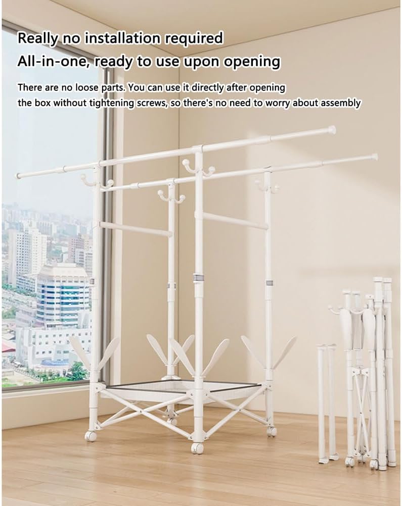 Double Clothing Rail Foldable Laundry Rack /رف تجفيف ملابس مزدوج قابل للطي