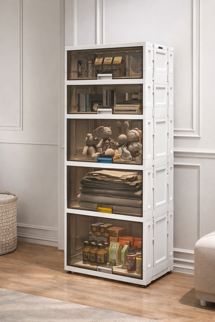 Transparent Stacking Plastic Storage Boxes / صندوق التخزين القابل للطي