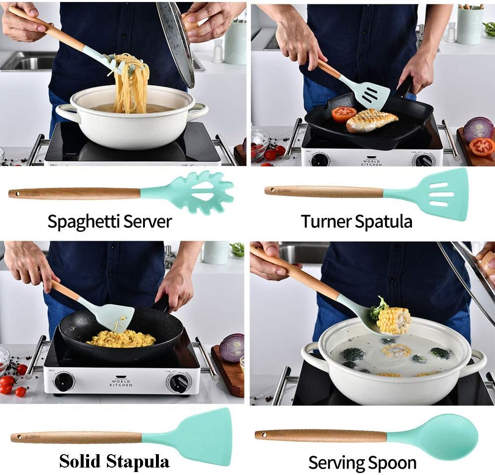 12-piece silicone kitchen utensil set/طقم أدوات مطبخ من السيليكون مكون من 12 قطعة
