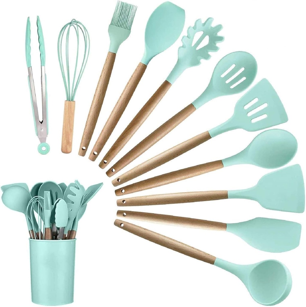 12-piece silicone kitchen utensil set/طقم أدوات مطبخ من السيليكون مكون من 12 قطعة