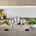 12-piece stainless steel cookware set/طقم اواني طهي من الفولاذ المقاوم للصدأ12  قطعة