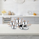 12-piece stainless steel cookware set/طقم اواني طهي من الفولاذ المقاوم للصدأ12  قطعة